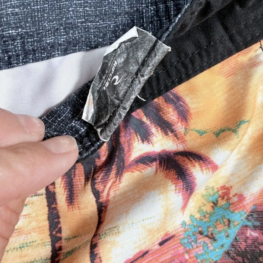 Rip Curl Board Swim Surf Shorts 31 Mirage Palm Tree Sunset Mountain Y2K